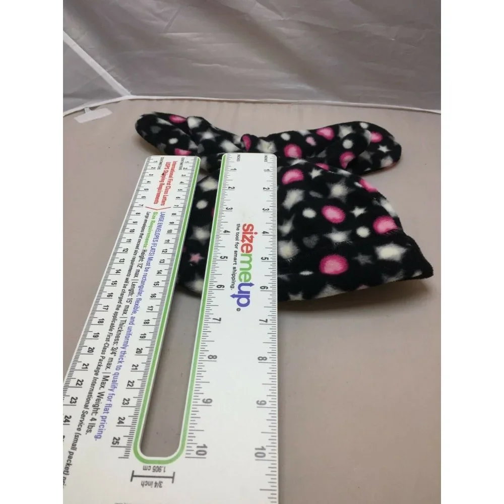 Black Pink Kids Winter Hat Mitten Set One Size Hearts Warm Soft Fleece